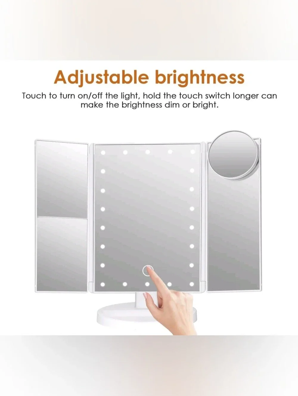 Makeup Mirror Vanity Mirror with Lights，2X 3X 10X Magnification, Touch Control